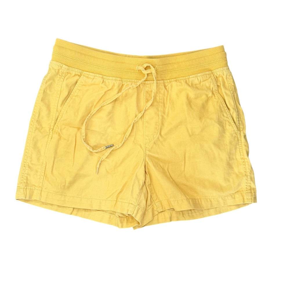 Orvis Pull On Shorts Womens Medium Yellow Cotton Lyocell  Gorpcore Hiking Sports